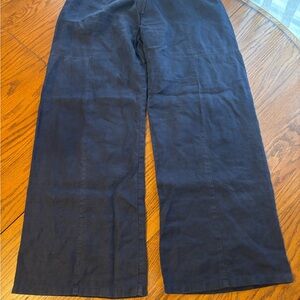 Eileen fisher womens blue wide leg organic linen pants S